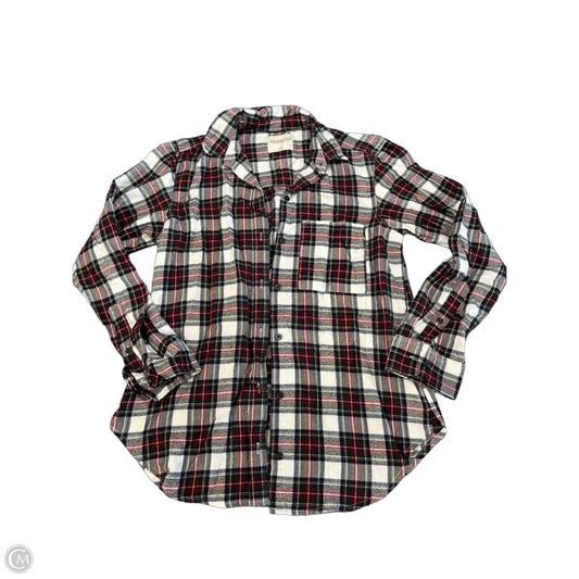 Top Long Sleeve By Abercrombie And Fitch In Plaid Pattern, Size: S