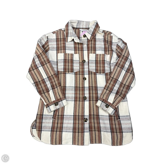 Top Long Sleeve By Christopher And Banks In Plaid Pattern, Size: L