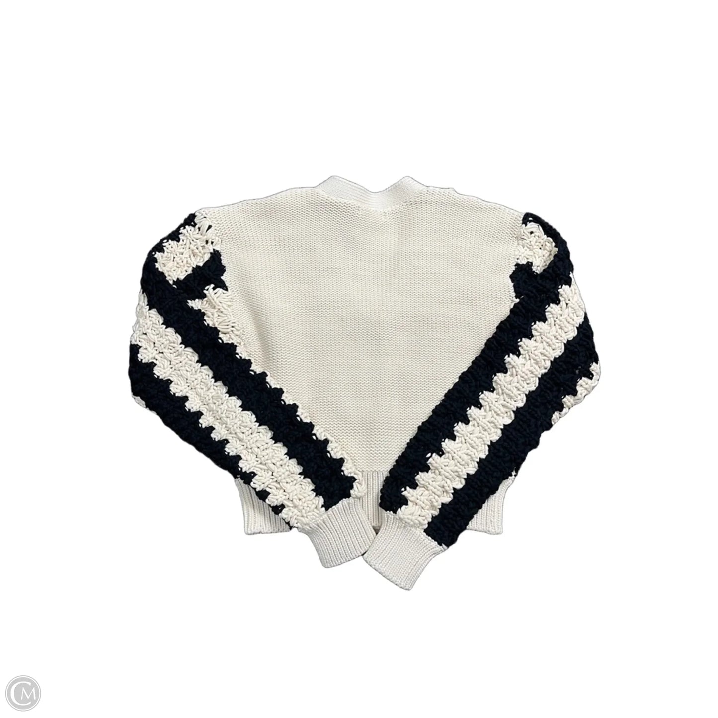 Sweater Cardigan By Steve Madden In Black & Cream, Size: Xs