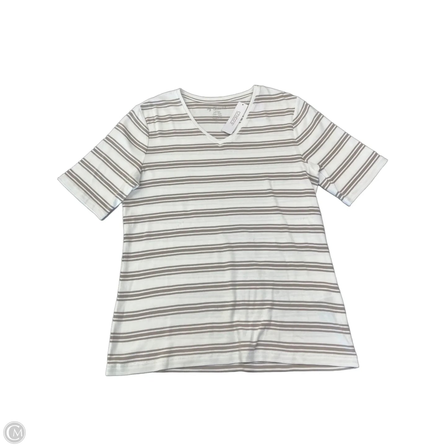 Top Short Sleeve By Chicos In Striped Pattern, Size: L