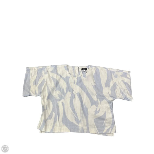 Blouse Short Sleeve By Dkny In Blue & White, Size: M