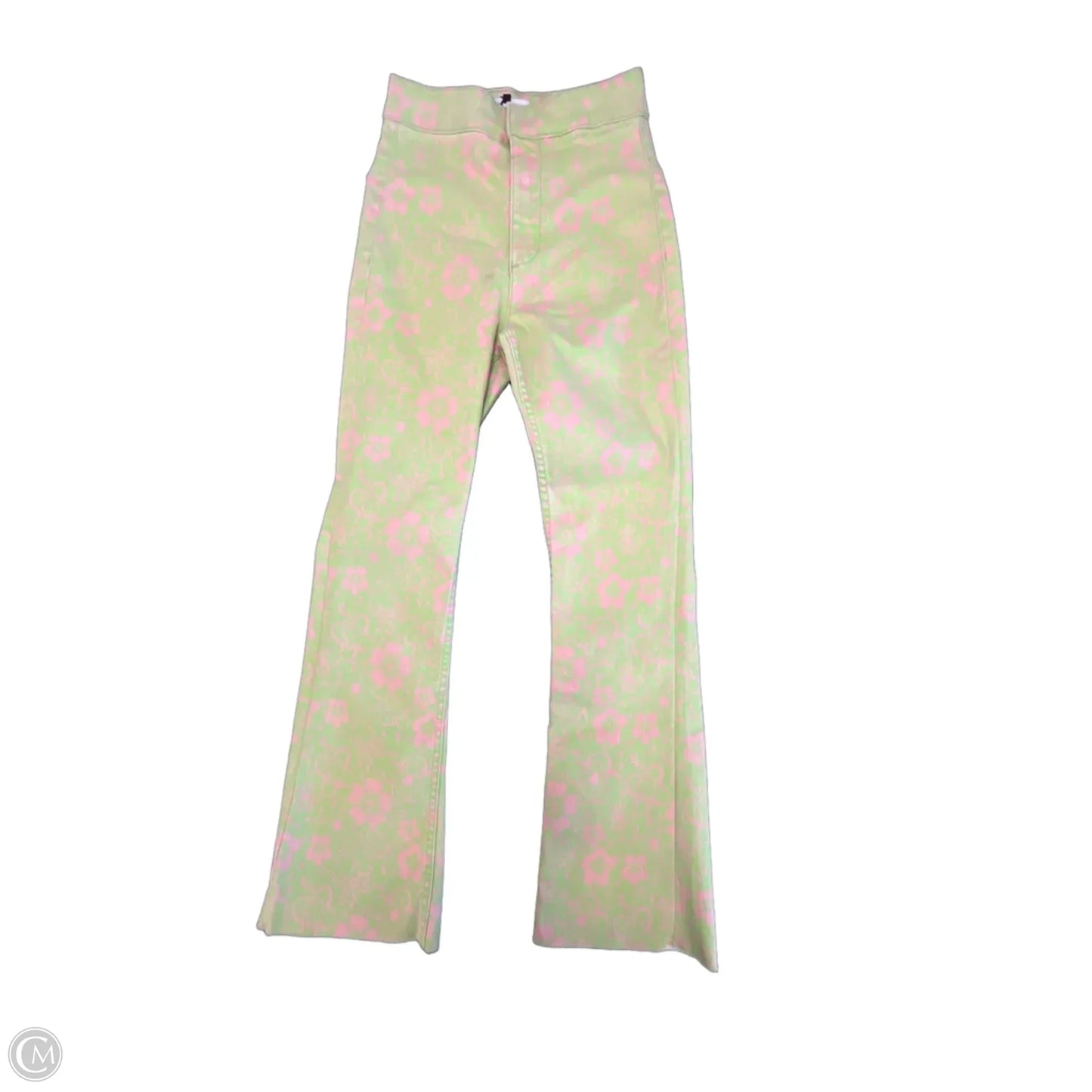 Jeans Flared By Zara In Green Denim, Size: 4
