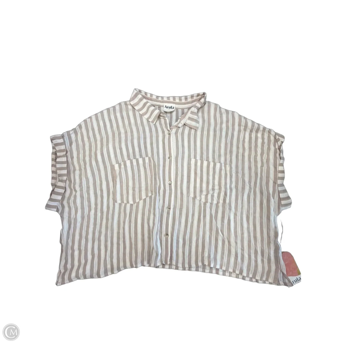 Top Short Sleeve By Arula In Striped Pattern, Size: 1x
