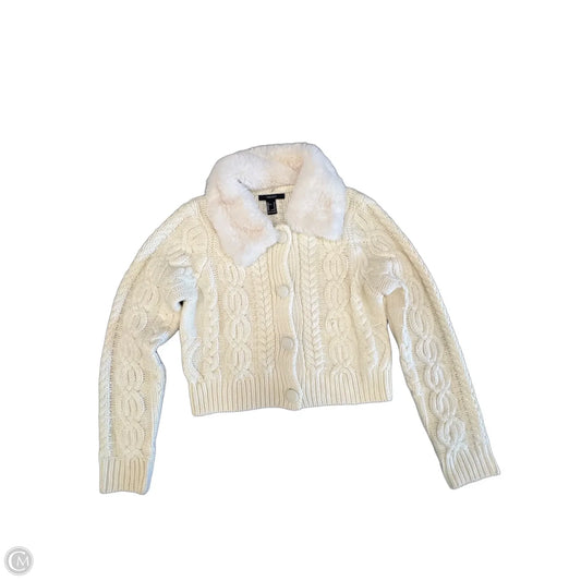 Sweater Cardigan By Forever 21 In Cream, Size: M