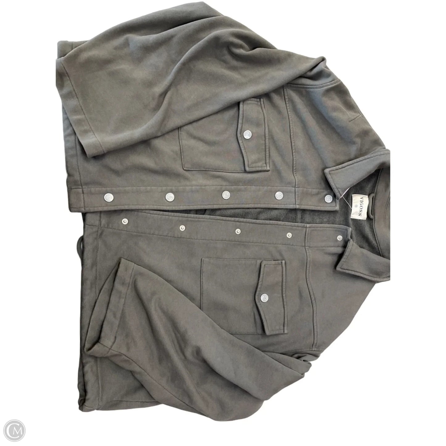 Jacket Shirt By Vigoss In Grey, Size: 2x