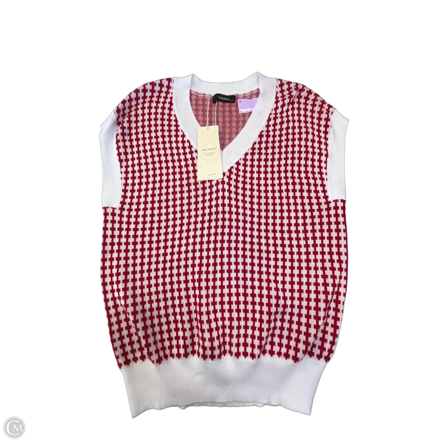 Vest Sweater By Dokotoo In Red & White, Size: M