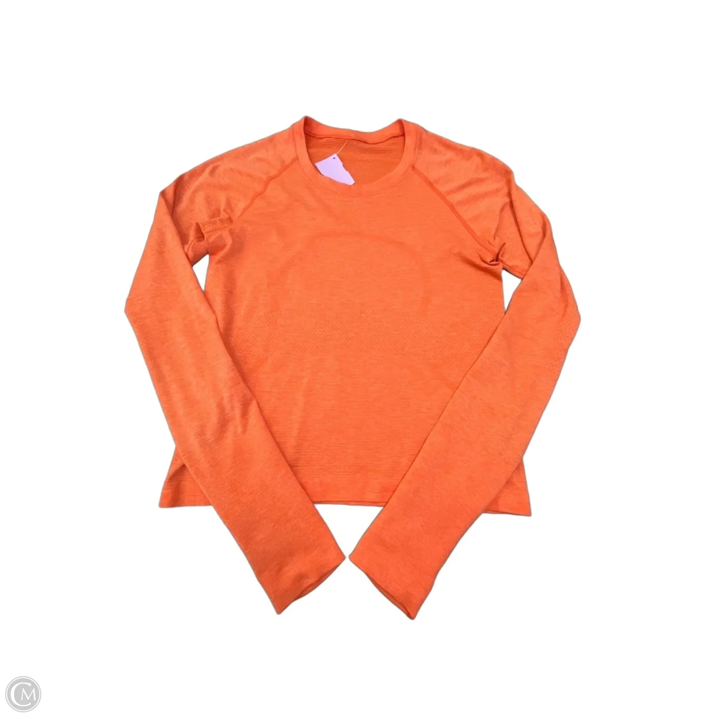 Athletic Top Long Sleeve Collar By Lululemon In Orange, Size: S