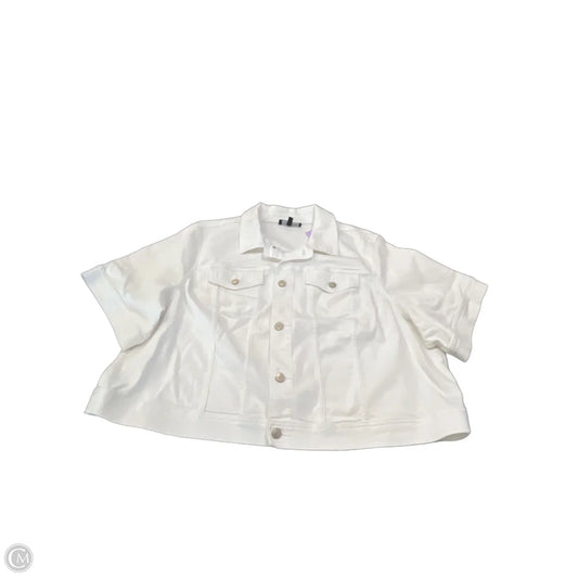Jacket Denim By Talbots In White Denim, Size: 3x