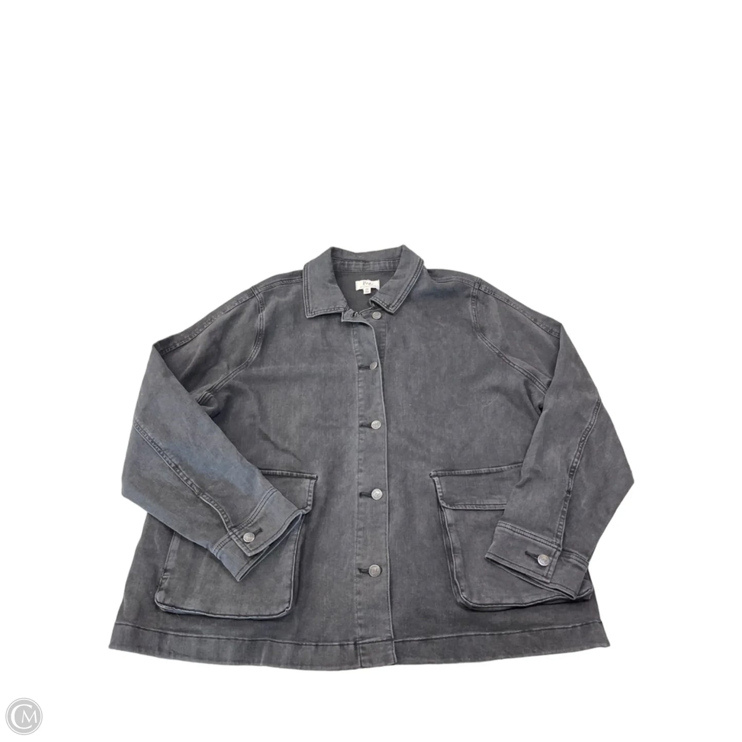 Jacket Denim By Clothes Mentor In Black Denim, Size: 2x