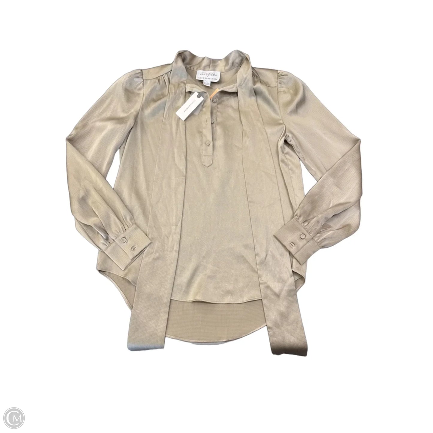 Top Long Sleeve By Anthropologie In Beige, Size: Xs
