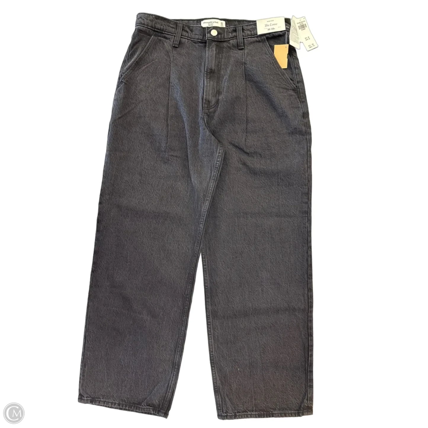 Jeans Wide Leg By Abercrombie And Fitch In Black Denim, Size: 10