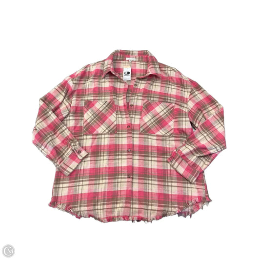 Jacket Shirt By Clothes Mentor In Plaid Pattern, Size: Xl