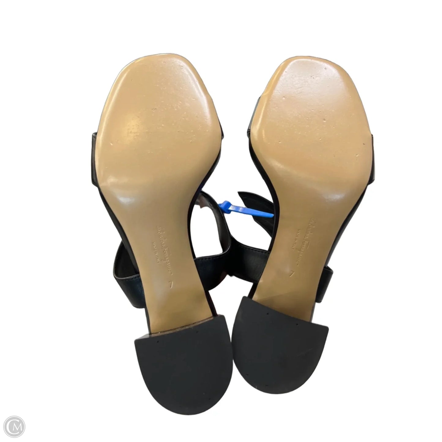 Sandals Luxury Designer By Ferragamo In Black, Size: 7