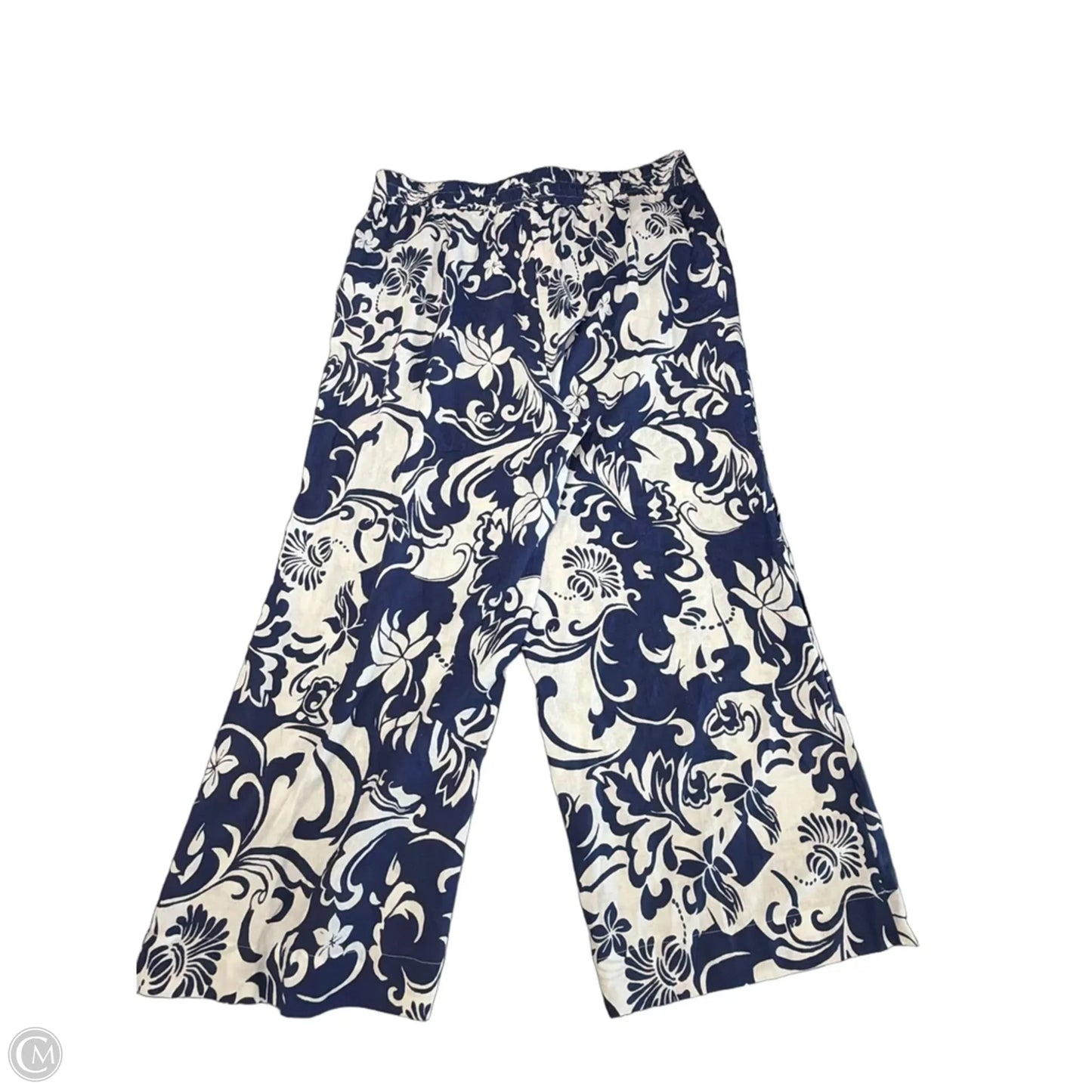 Pants Linen By Christian Siriano In Blue & White, Size: Xl