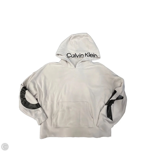 Sweatshirt Hoodie By Calvin Klein Performance In Beige, Size: S