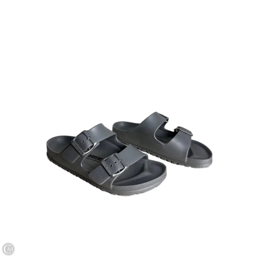 Sandals Flats By Birkenstock In Silver, Size: 6.5