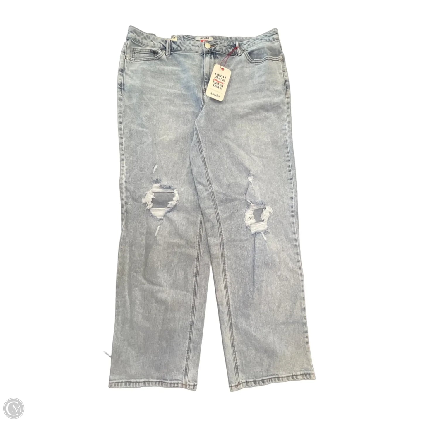 Jeans Straight By Arula In Blue Denim, Size: 16