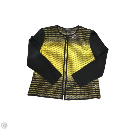 Cardigan By Ming Wang In Black & Yellow, Size: M