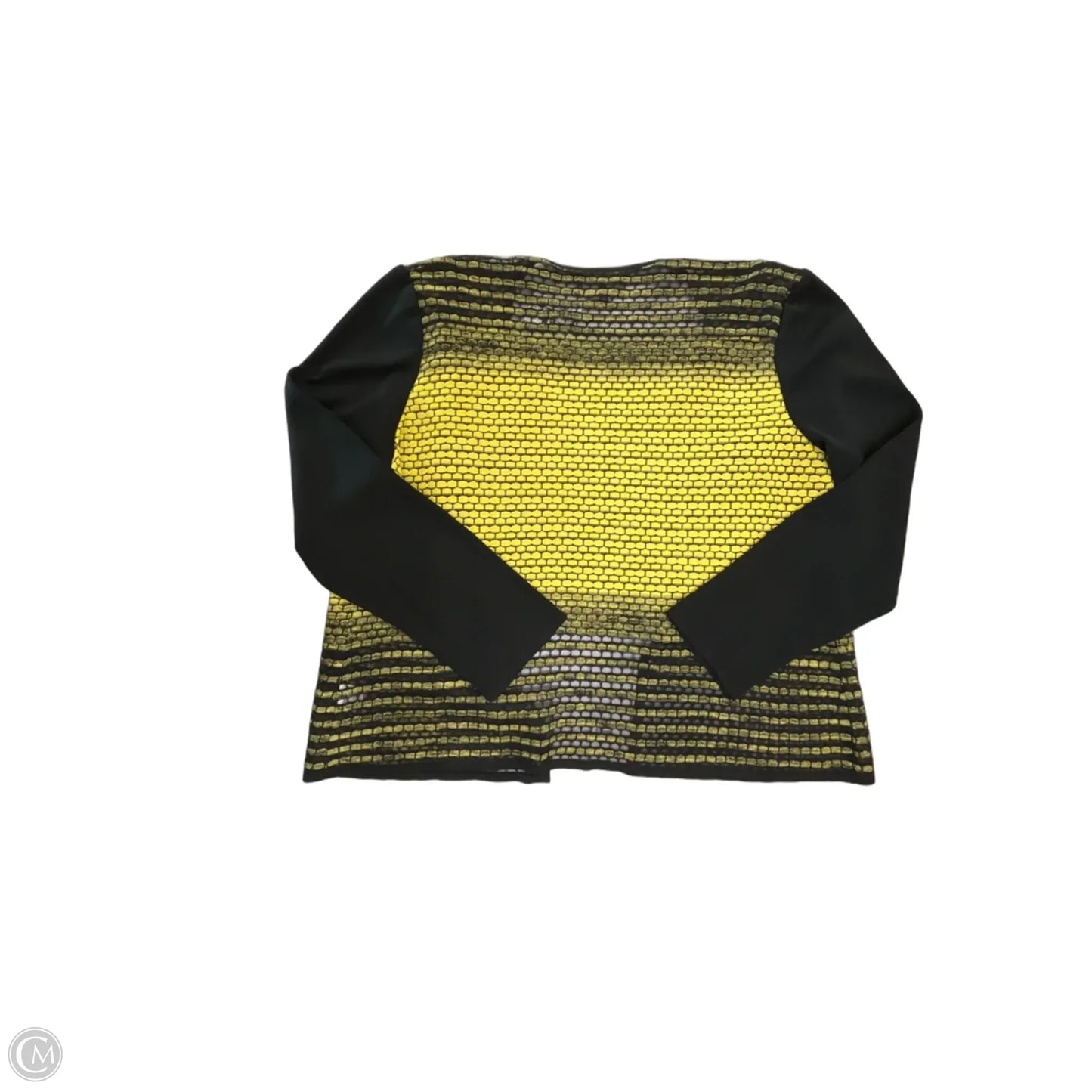 Cardigan By Ming Wang In Black & Yellow, Size: M