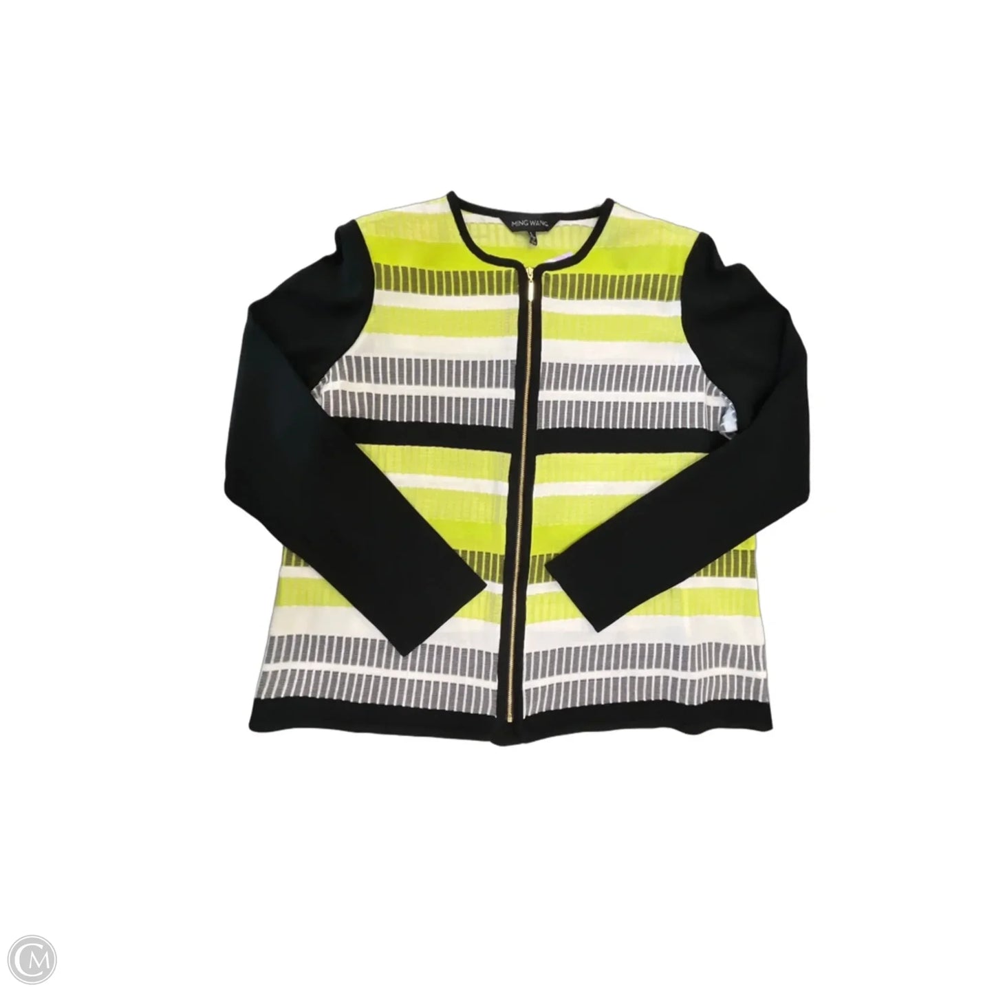 Cardigan By Ming Wang In Striped Pattern, Size: L