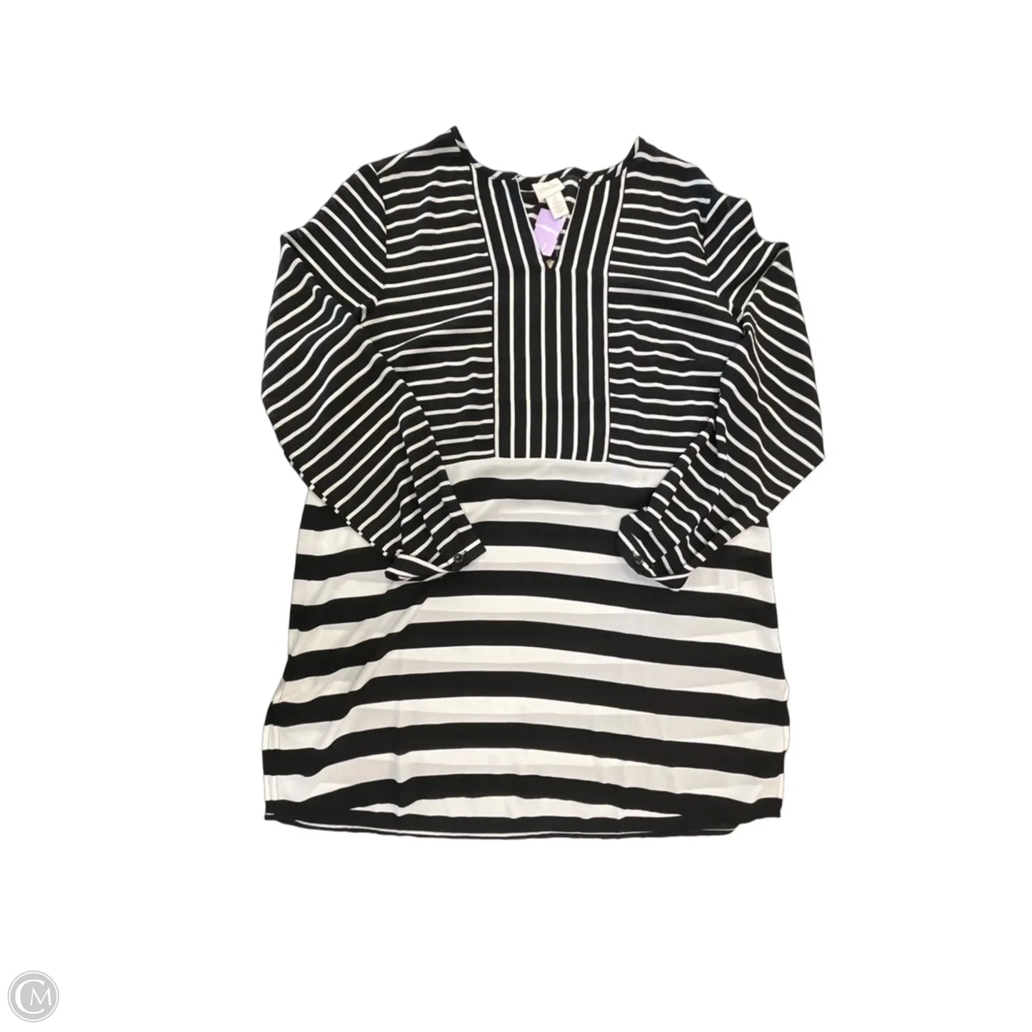 Tunic Long Sleeve By Chicos In Striped Pattern, Size: L