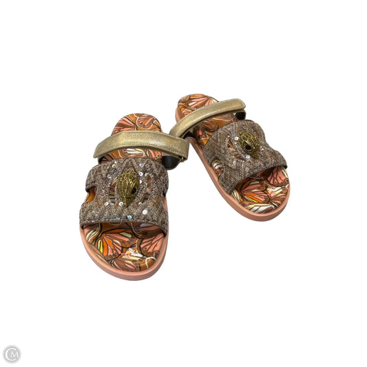 Sandals Designer By Kurt Geiger In Gold & Pink, Size: 10
