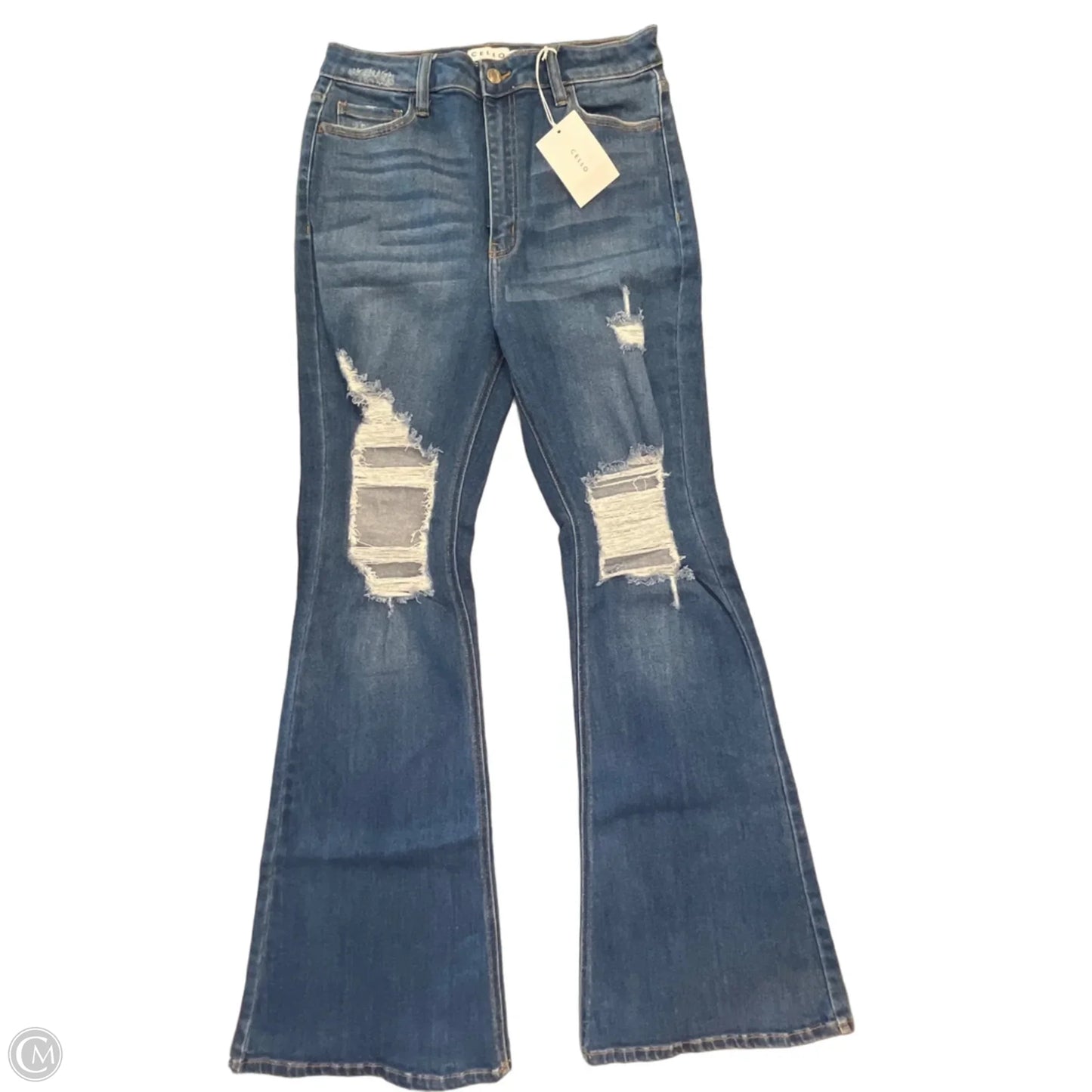Jeans Flared By Cello In Blue Denim, Size: 12