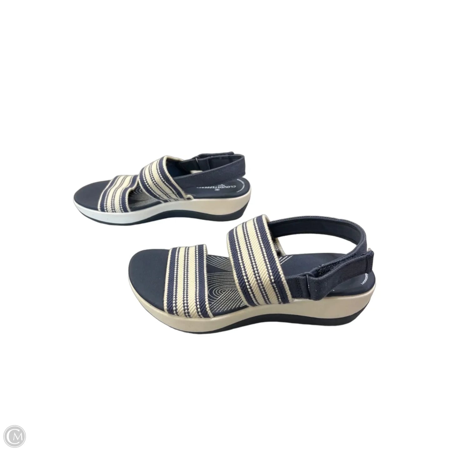 Sandals Flats By Clarks In Blue & Cream, Size: 6.5