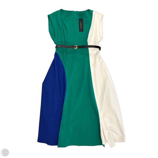 Dress Casual Midi By Donna Karan In Blue & Green, Size: L