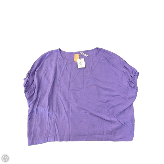 Blouse Short Sleeve By Zenana In Purple, Size: L