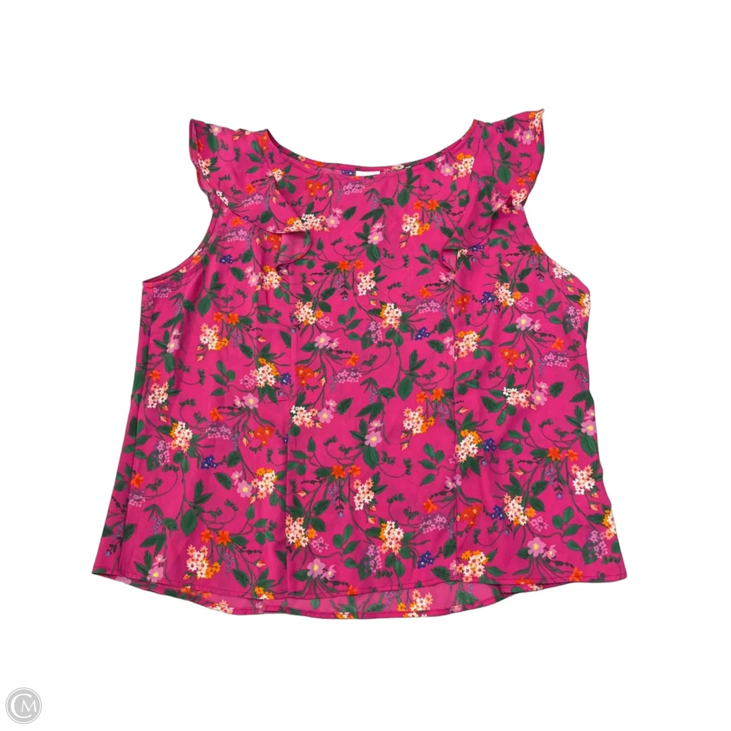Top Short Sleeve By Cabi In Floral Print, Size: Xl