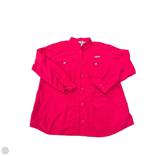 Athletic Top Long Sleeve Collar By Columbia In Pink, Size: L