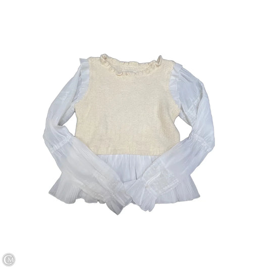 Blouse Long Sleeve By Anthropologie In Cream, Size: Xs