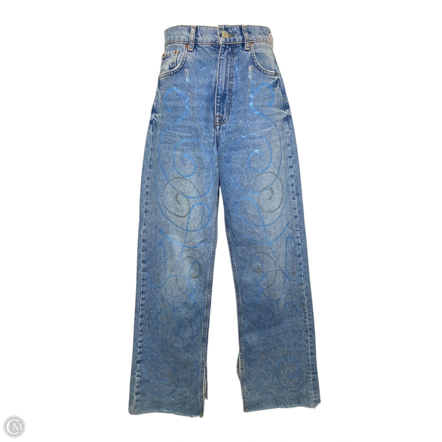 Jeans Wide Leg By Zara In Blue Denim, Size: 2