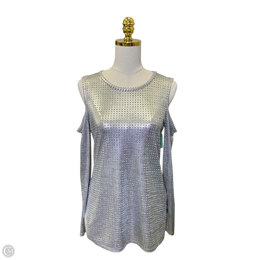Top Long Sleeve Designer By Michael Kors In Silver, Size: M