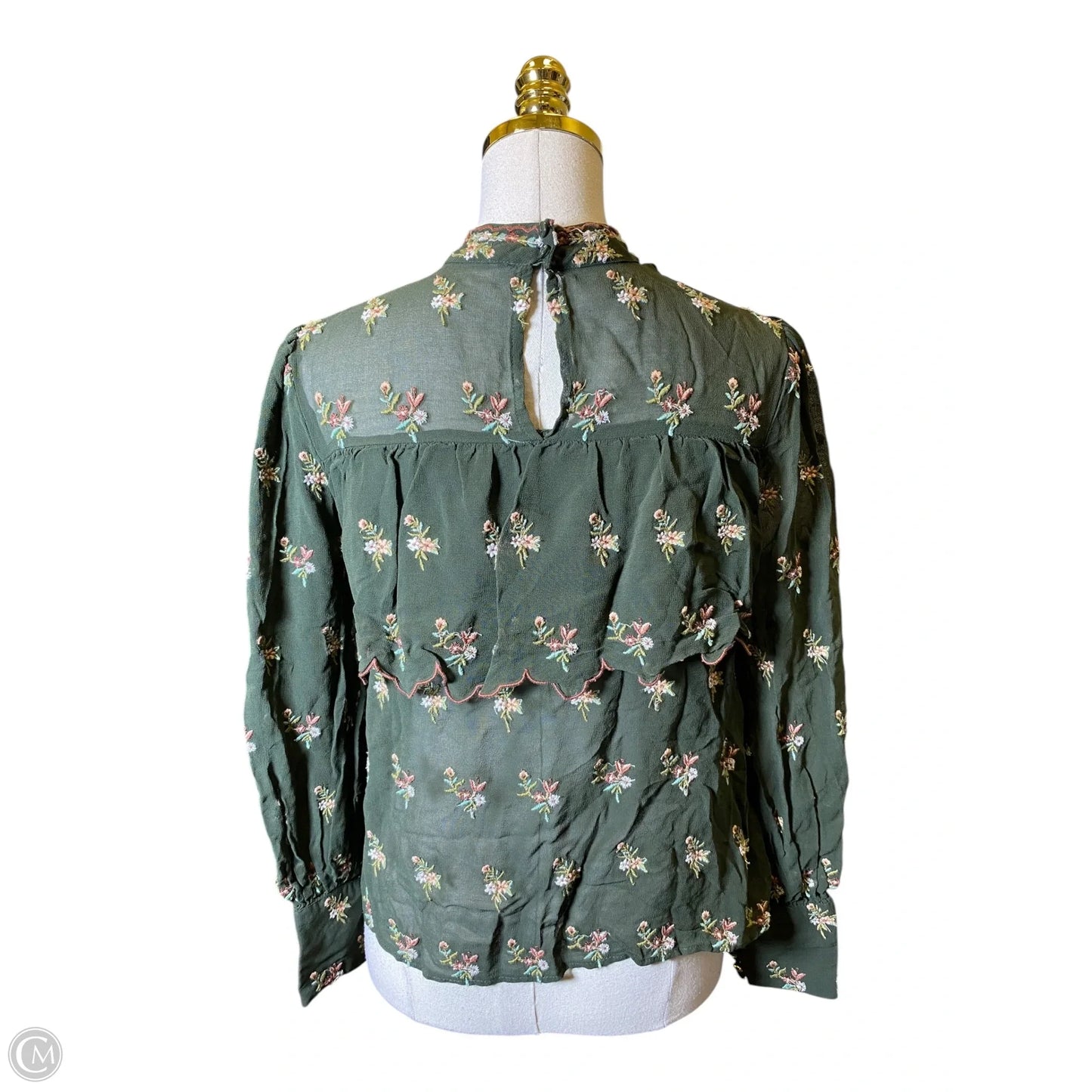 Top Long Sleeve By Zara In Green, Size: S