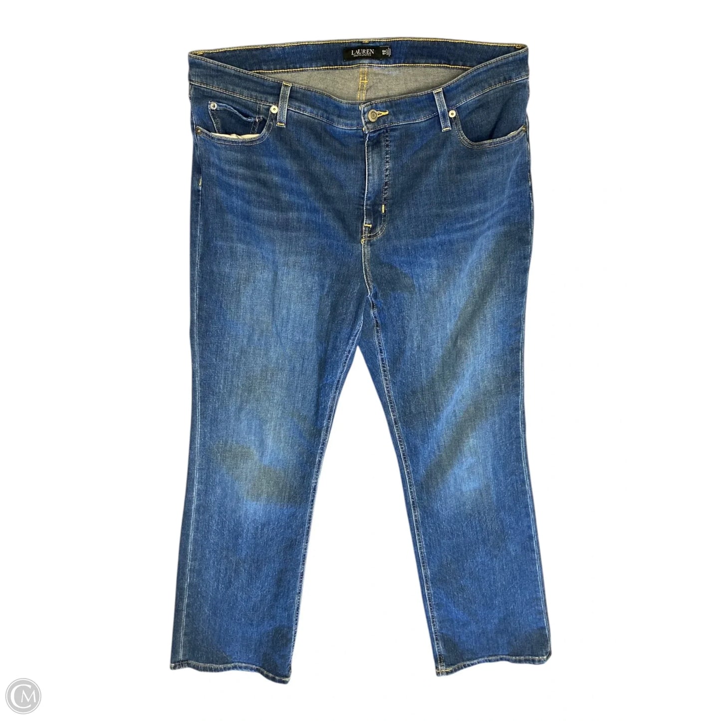 Jeans Straight By Lauren By Ralph Lauren In Blue Denim, Size: 16