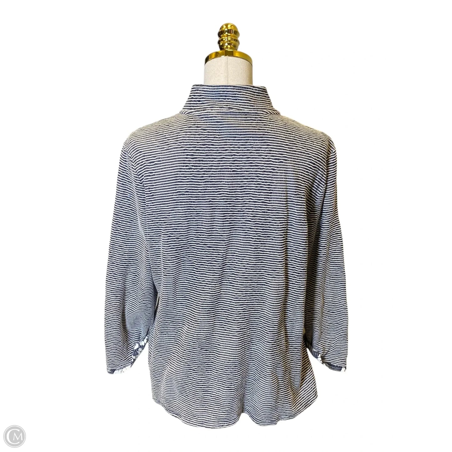 Top 3/4 Sleeve By Chicos In Striped Pattern, Size: L