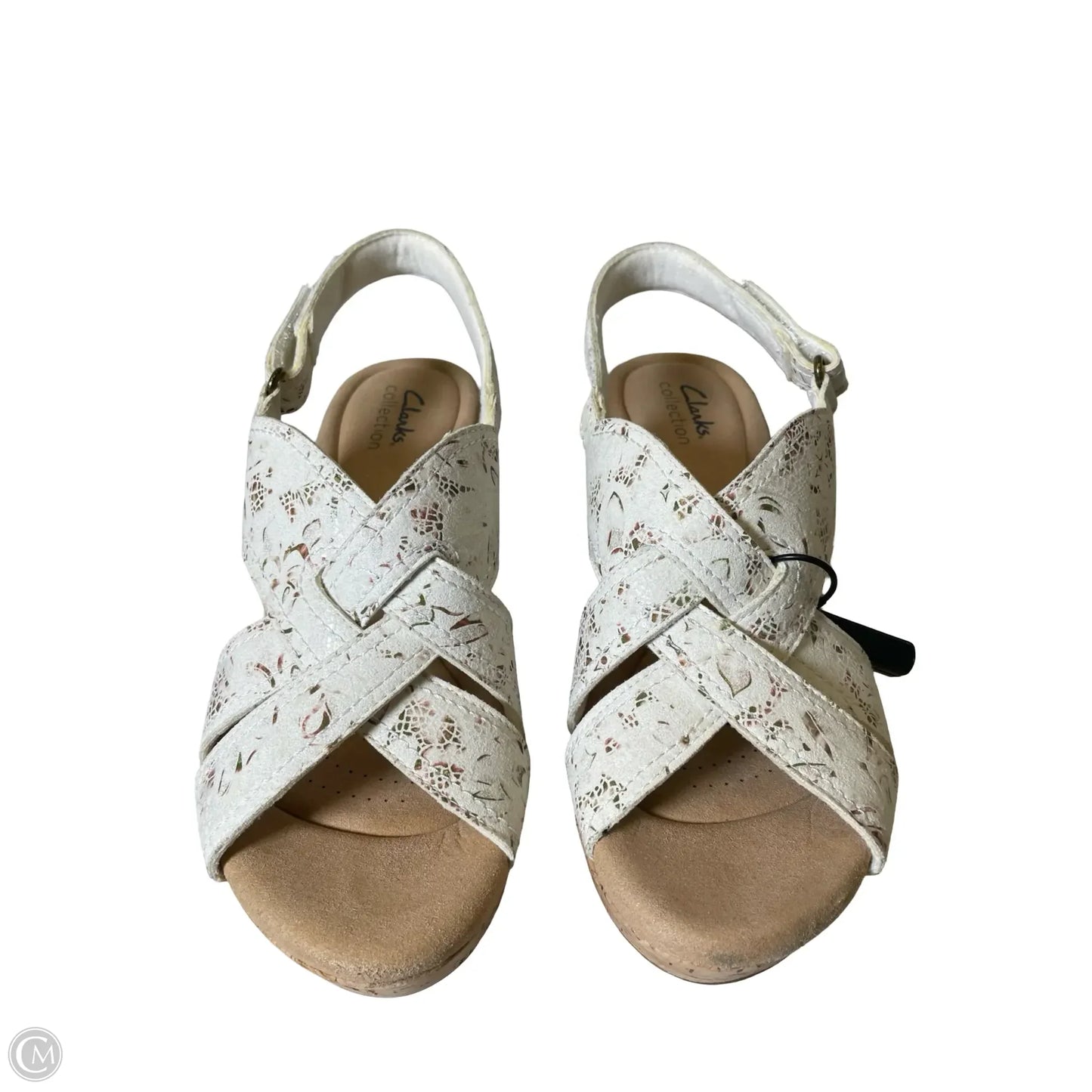 Sandals Heels Wedge By Clarks In White, Size: 7.5