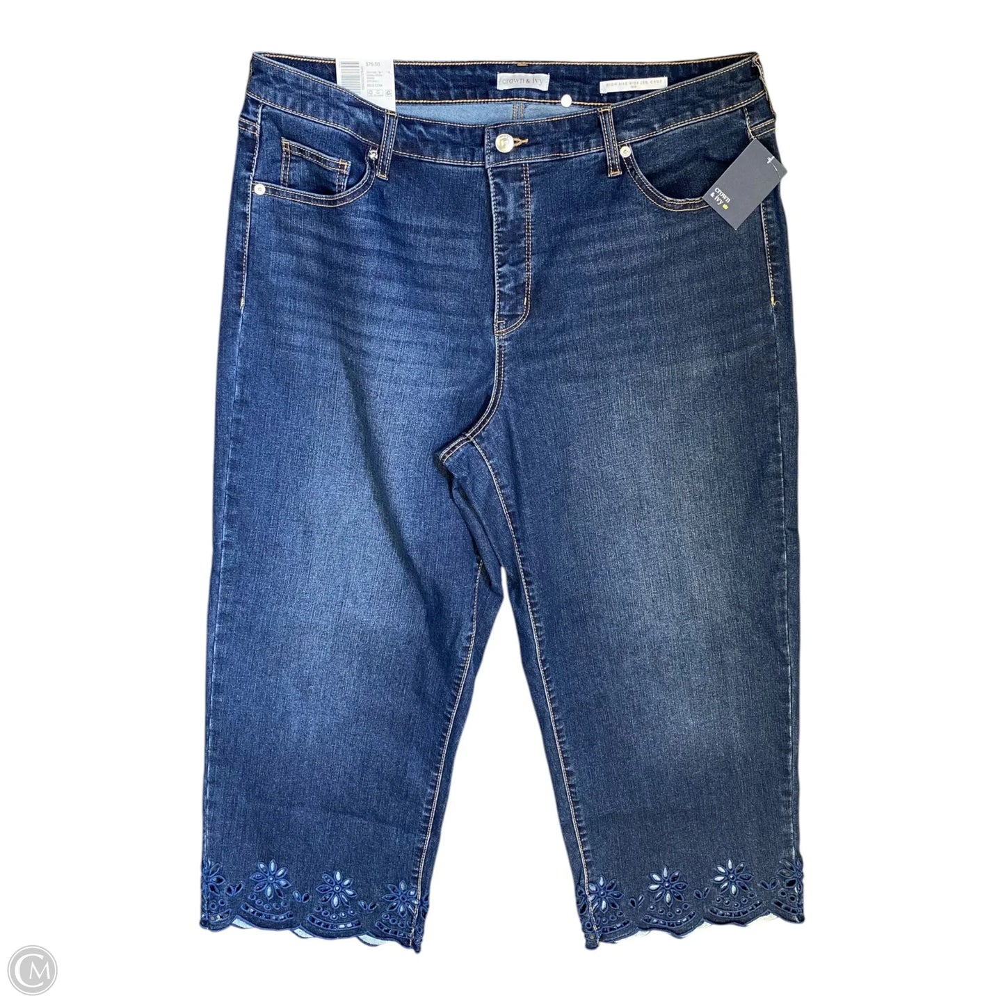 Jeans Cropped By Crown And Ivy In Blue Denim, Size: 16