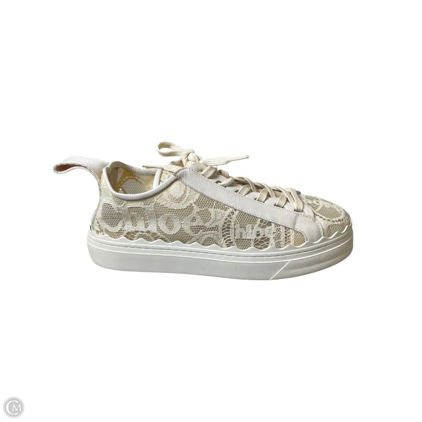 Shoes Luxury Designer By Chloe In Cream, Size: 7.5