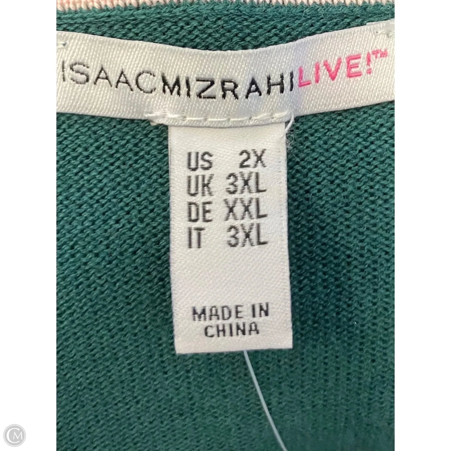 Sweater Cardigan By Isaac Mizrahi In Green, Size: 2x