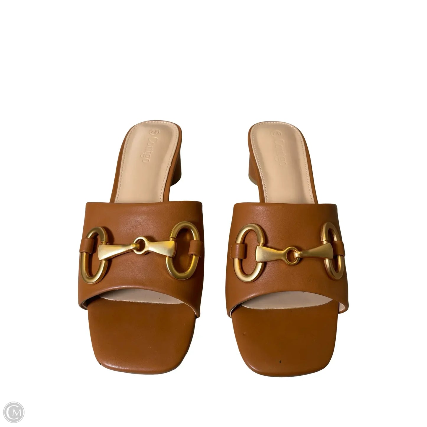 Sandals Heels Block By Clothes Mentor In Brown, Size: 7.5