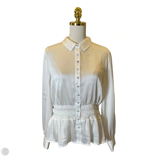 Top Long Sleeve By Versona In White, Size: L