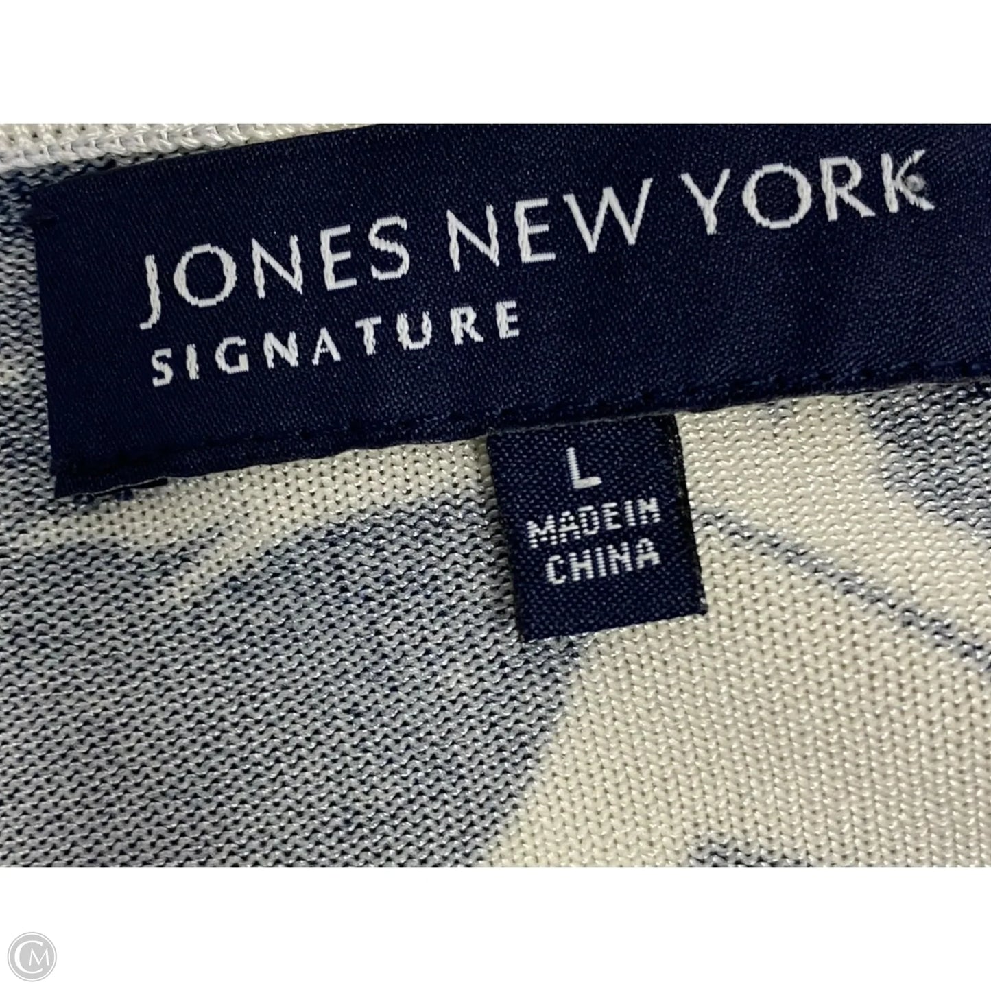 Sweater By Jones New York In Blue & White, Size: L