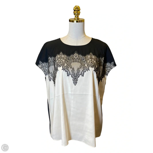 Top Short Sleeve By Express In Black & Cream, Size: Xl