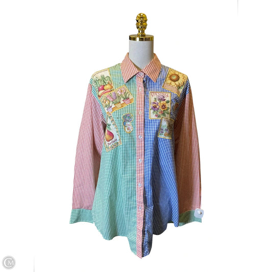 Blouse Long Sleeve By Clothes Mentor In Multi-colored, Size: L