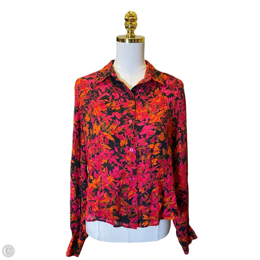 Blouse Long Sleeve By Rena Rowan In Multi-colored, Size: 14