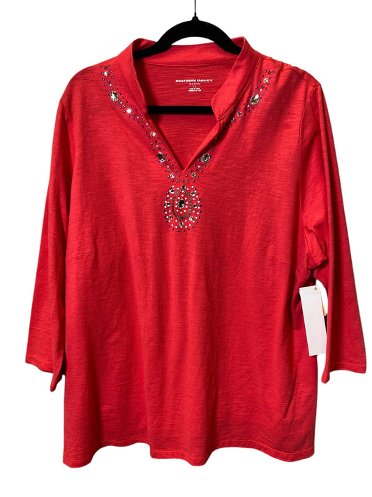 Sweater By Allison Daley In Orange, Size: 1x