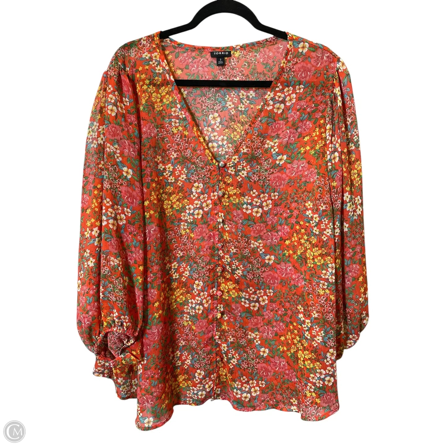 Top 3/4 Sleeve By Torrid In Floral Print, Size: 3x
